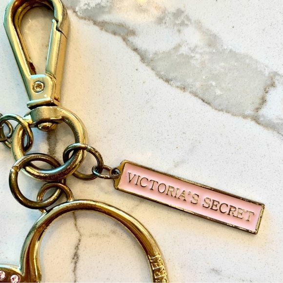 Vintage Gold Heart-Shaped Love Rhinestone Encrusted Keychain Keyfob - Picture 6 of 6